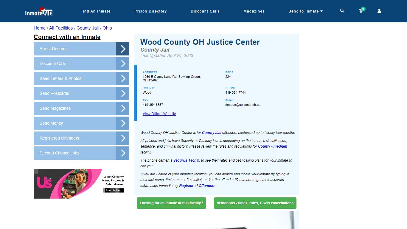 Wood County OH Justice Center - Inmate Locator - Bowling Green, OH